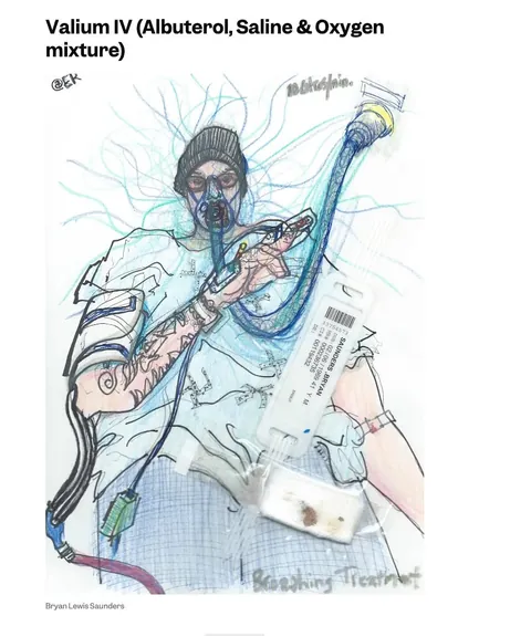 Bryan Lewis Saunders has been documenting his experiences with different drugs and intoxicants in the form of expressive self-portraits