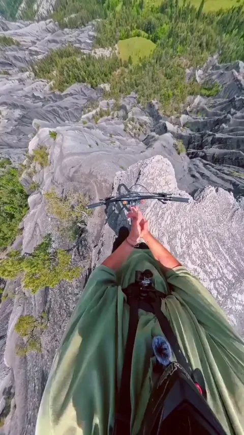 A Man Tears Down the Black Hills on His MTB in Southern France
