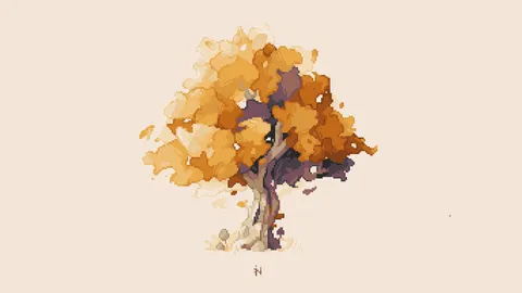Another watercolour pixelart tree