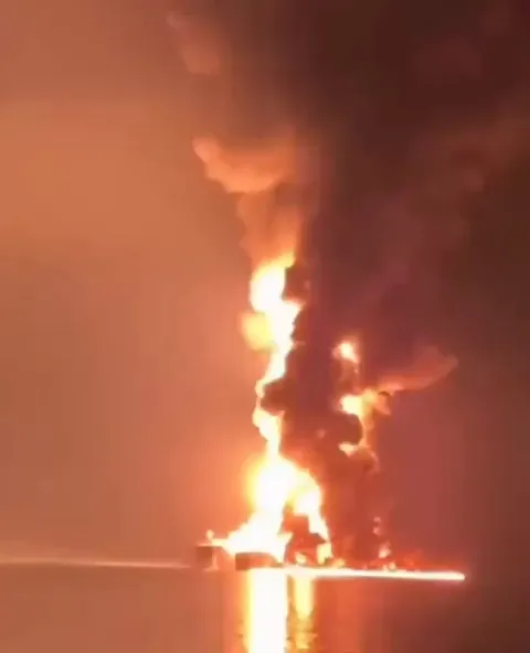 An American oil tanker was attacked and caught fire off the coast of Sharjah in the UAE