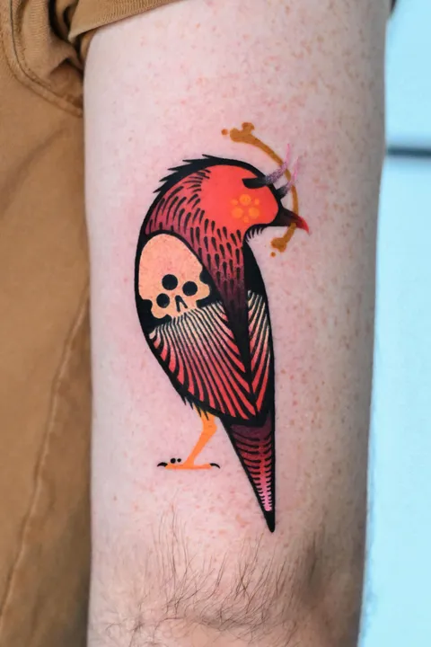 Demon birb by me, Max Murphy at Living Lore Tattoo in Ellicott City, MD