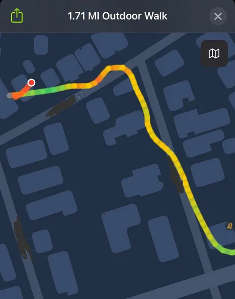 My watch tracked my heart rate on a long walk home where I almost pooped my pants showing the emotional rollercoaster