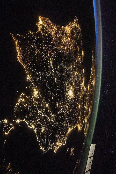 The Iberian Peninsula at night, showing Spain and Portugal | NASA