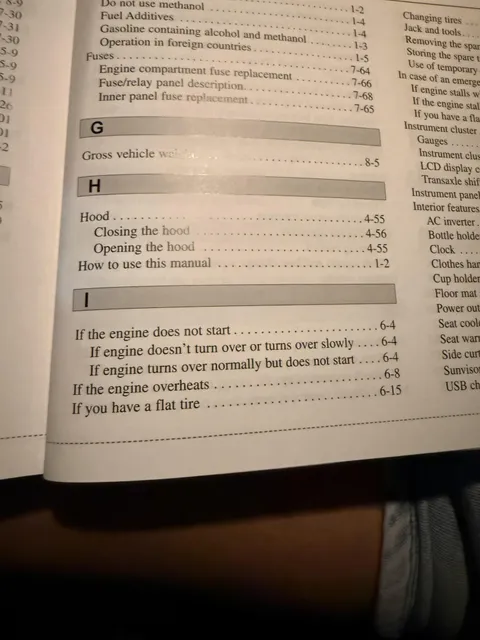 Makes complete sense that Flat Tire instructions are under “I”