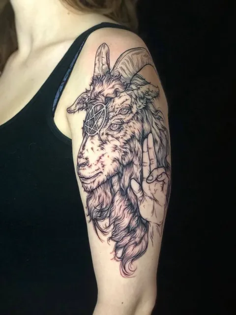 Baphomet by Jordan at Papermoon Tattoo in State College, PA
