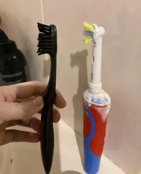 My toothbrush vs my brother's toothbrush (He is 20)