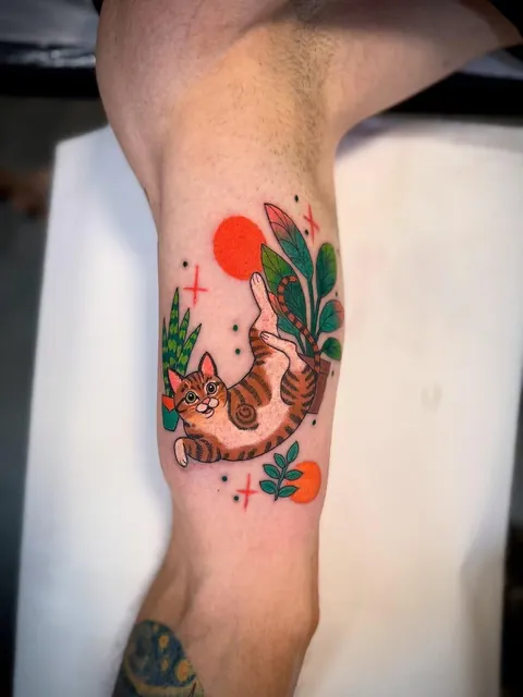Cat portrait tattoo done by Federica at Old Bastards Tattoo Bucharest, Romania