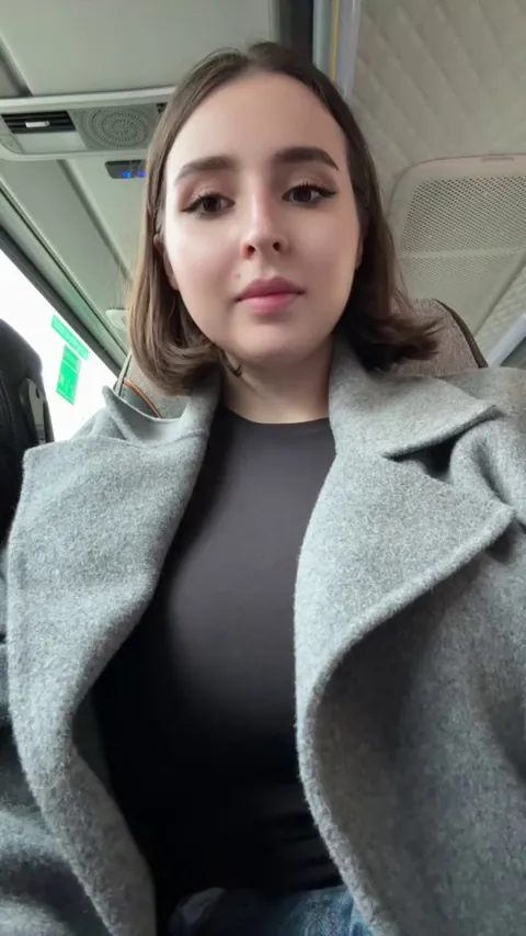 Big boobs in train