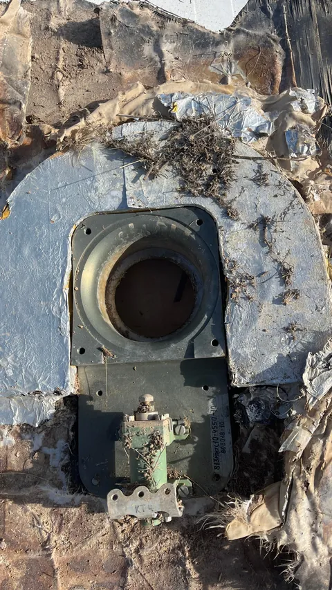 Anybody recognize this debris of a Russian rocket in Kazakhstan?