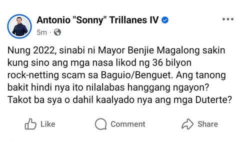 Former Senator Trillo calls out Mayor Magalong