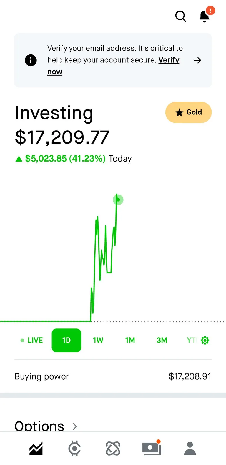 $470 to $11K on online blackjack. Threw it in robinhood yesterday $5K gain today