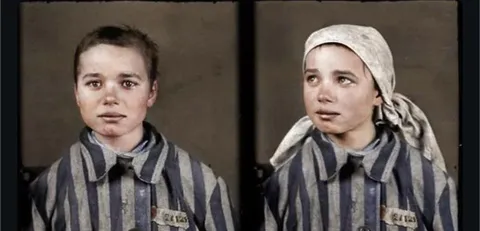 A prisoner registration photo of Krystyna Trześniewska, a Polish girl who arrived at Auschwitz in December 1942 and died on May 18, 1943, at the age of 13.