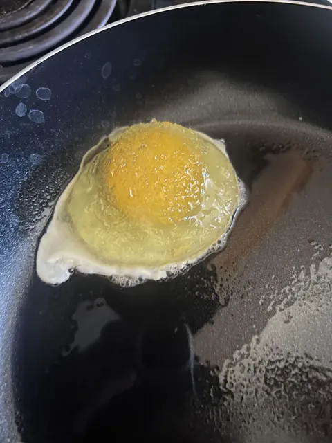 My egg was slightly frozen when I cracked it