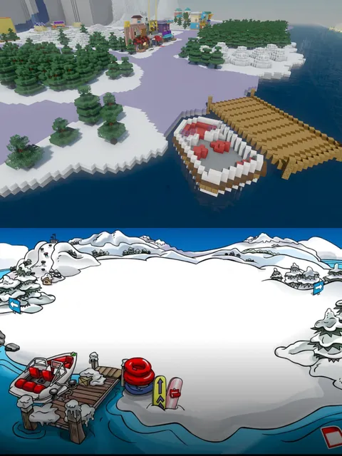 I rebuilt Club Penguin Island 1:1 in Minecraft Survival