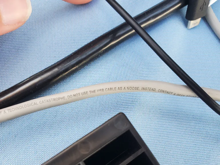 This cable recommends not using the cable as a noose.