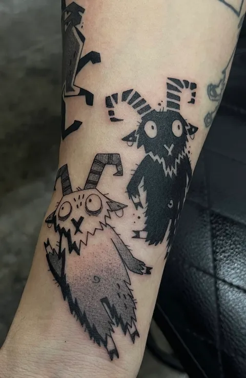 Yin Yang of Goats by Lauren Zatsvar - New Black Tattoo, São Paulo - Brazil