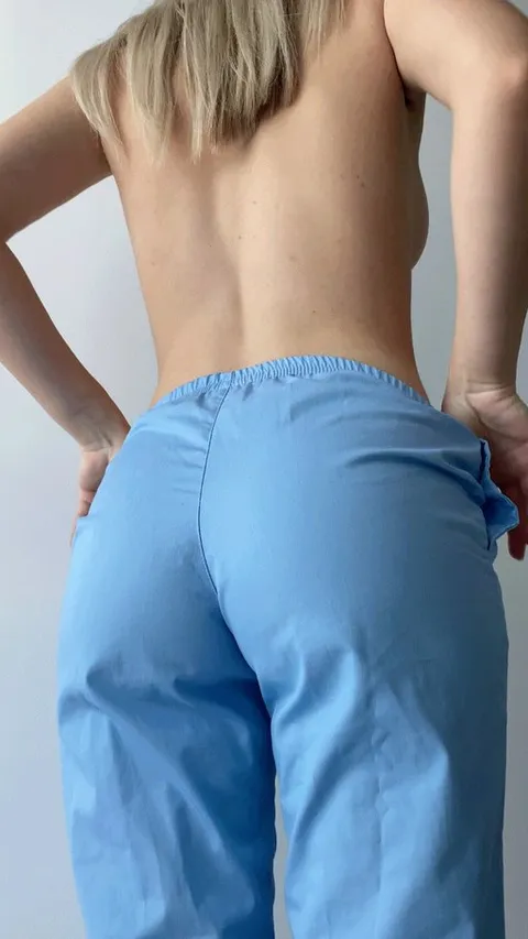 Nurse takes her scrubs off and beegs you to lick her ass, would you?