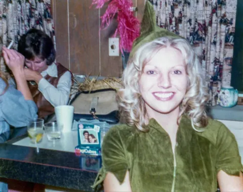 My parents at a Halloween party in 1974. My mom is dressed as Peter Pan and my dad, who can be seen in the last photo, is supposed to be Captain Hook.