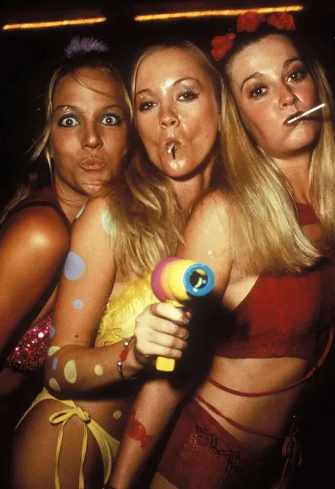 British raver girls partying in Ibiza, 1999