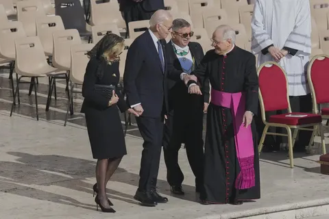 Former President Biden and Jill Biden at Vatican City for the funeral of Pope Francis