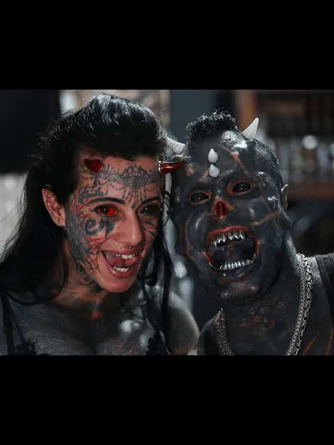 [Sensitive Content] Michel Praddo, known as "Diabão" (big devil), celebrated the end of the mask mandate by completely removing his ears. Around 85% of his body is covered in ink, he turns 50 later this year.