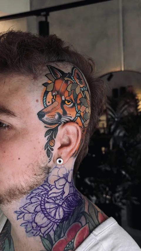 I flew across the world to get my head tattooed. "The Fox" By Sam Clark Tattoos, Wayfarers Trading Co, Avalon, AU