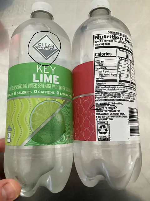 My “Clear American” sparkling water is a product of Canada