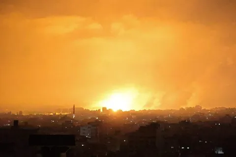 Not a sunrise, this is Israeli bombardment in Gaza.