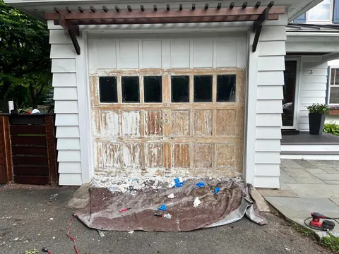Only took all summer… finally stained my garage door.