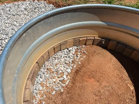 DIY fire pit; hand tools only.