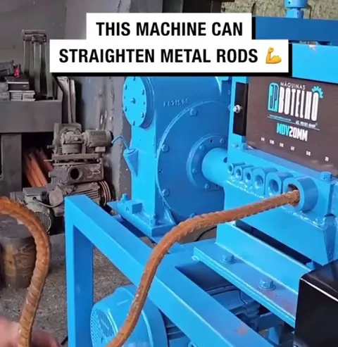 This machine can straighten old rebar so it can be used again