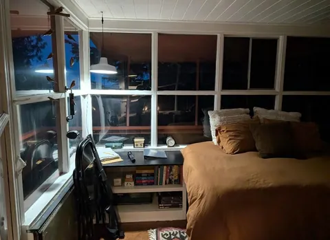 A cozy fire lookout in the middle of the forest