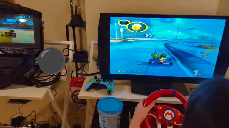 My family's MARIO KART 8 Arcade Racing Corner