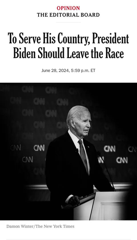 Knives out for Biden: NYT Editorial board calls for him to exit presidential race