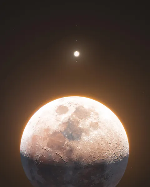 The Moon and Jupiter, a Composite HDR Image