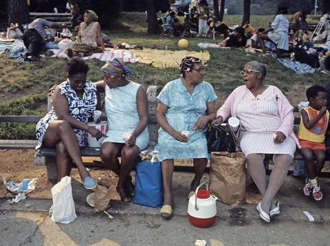 Ladies enjoying the outdoors, Harlem, 1970s