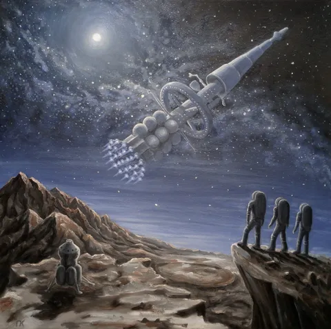 Exploring distant worlds. Oil painting by me