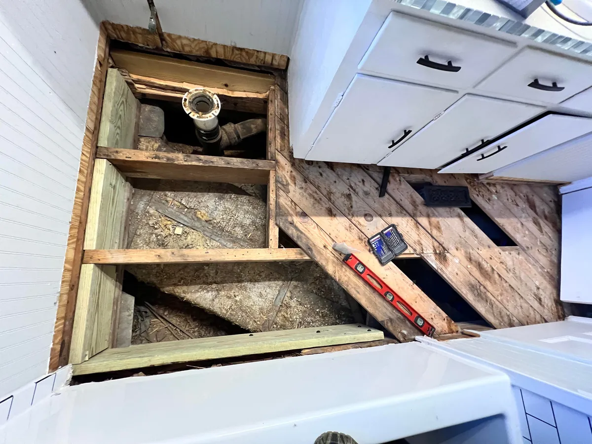 Finally got around to repairing the soft floor in my guest bathroom