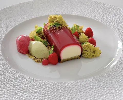 Raspberry, Pistachio &amp; Cardamom Dessert