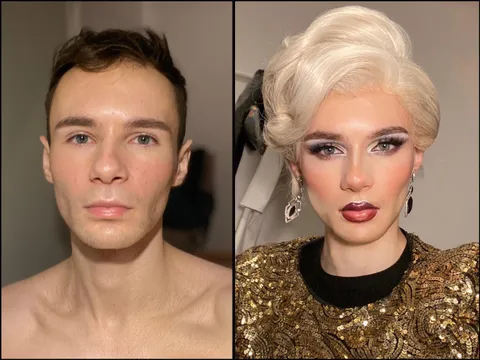 every day make up vs drag makeup, both rather minimalistic lol