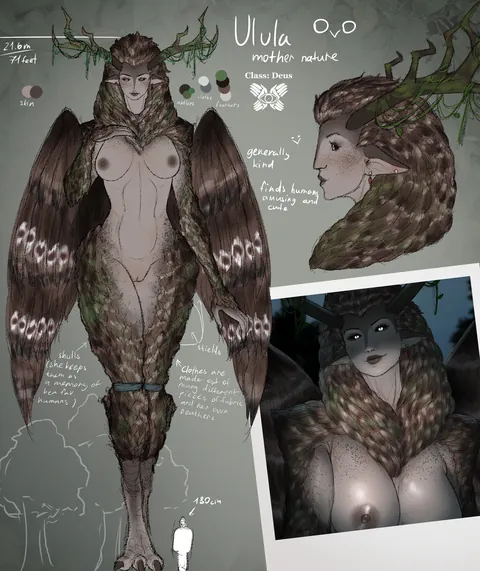Ulula, my giant owl goddess, now butt naked
