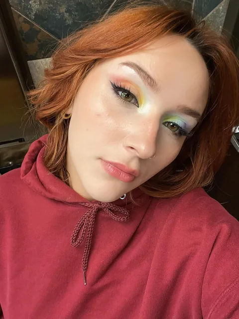 rainbow eye makeup for a WLW sports bar &amp; taco bell. 🌮 🏳️‍🌈
