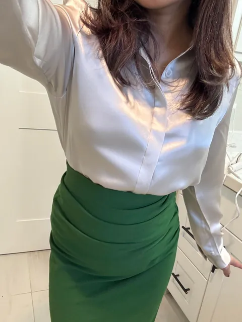 Friday’s work outfit and I’m going to dinner after. Obsessed with this silk blouse