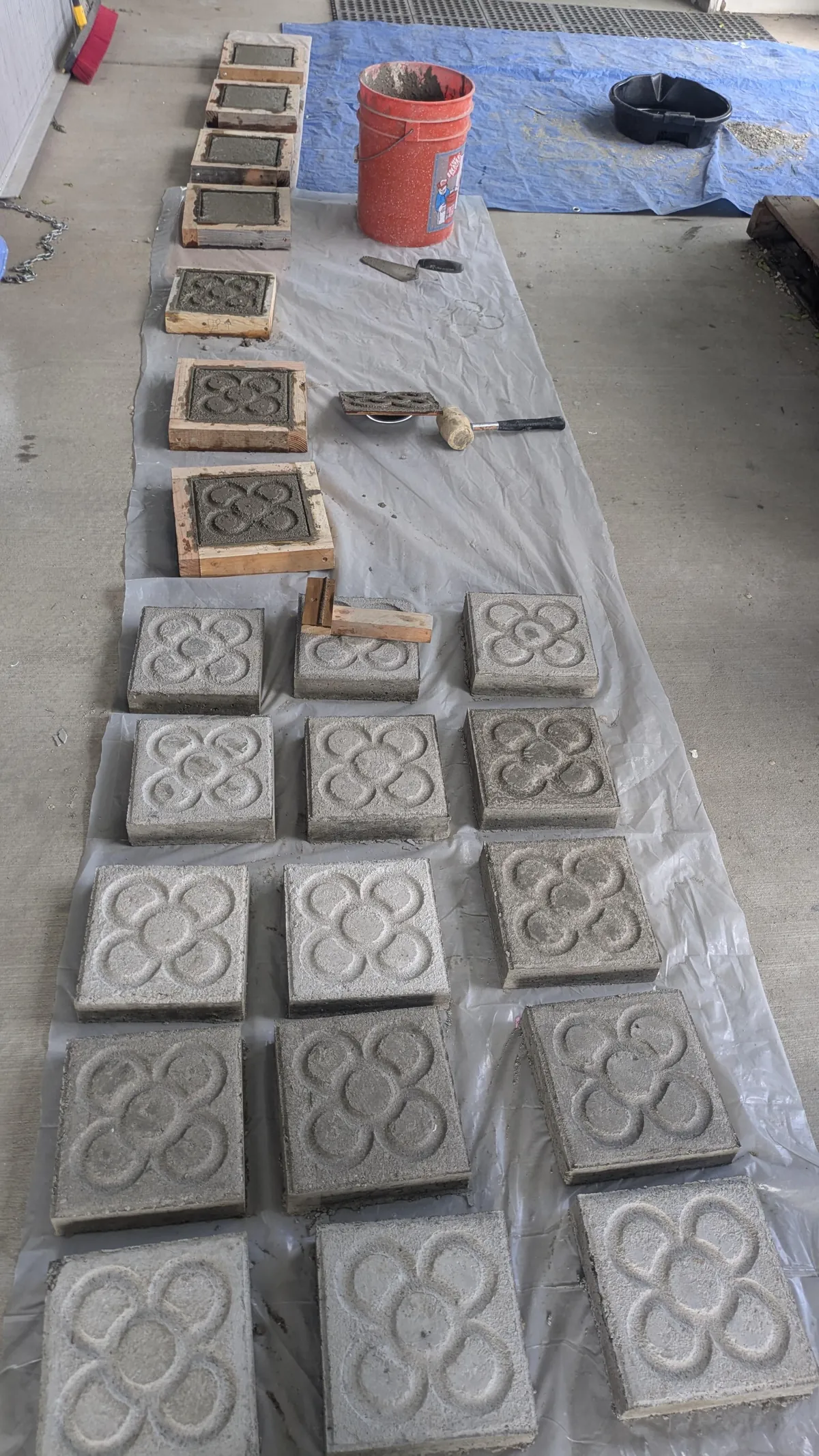Created the Barcelona Panot de Flor paver for a small connecting walkway. Many hours of labor for 21 concrete tiles.