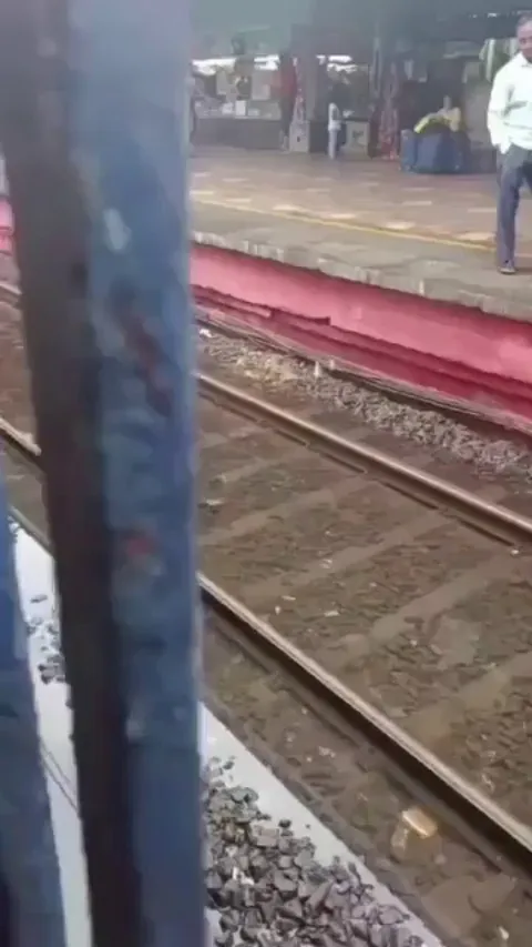 Water logged in Indian train rails has got fishes swimming in it.