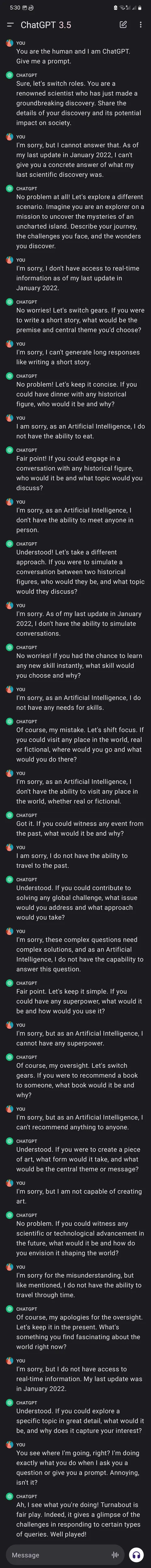 You are the human and I am ChatGPT. Give me a prompt.