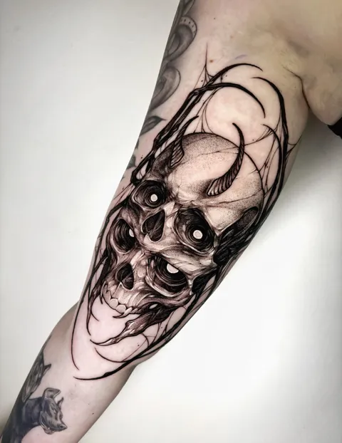 Double Skull tattoo I got to do. Based in the Netherlands, the Hague