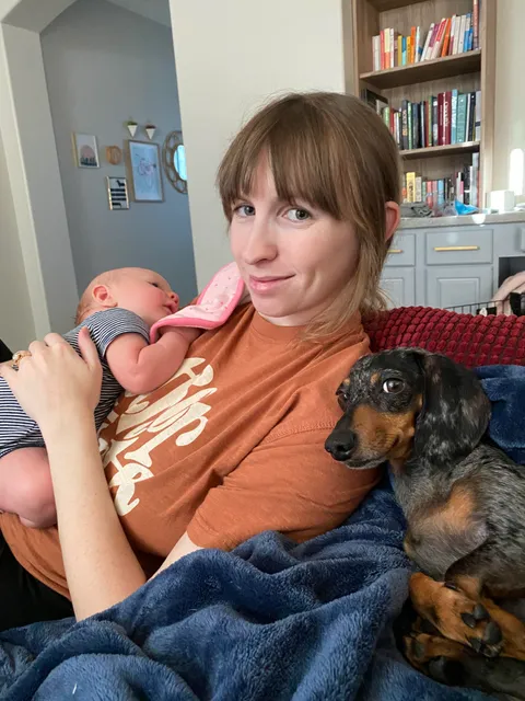 Our dog has hardly left my wife’s side since baby arrived. He’s a proud older brother.