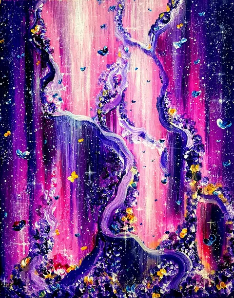 Acrylic dream worlds painted from imagination