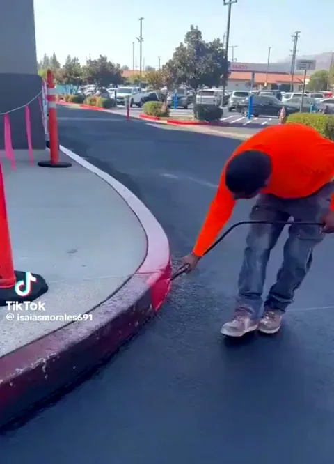 Flawless curb painting is done with precision